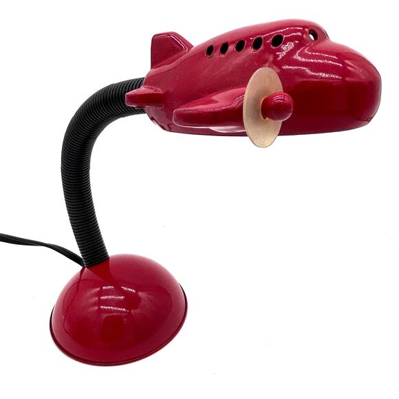 Vintage Dayton Hudson Airplane Kids Desk Lamp Red Aviation Gooseneck Deco Works - Picture 2 of 13